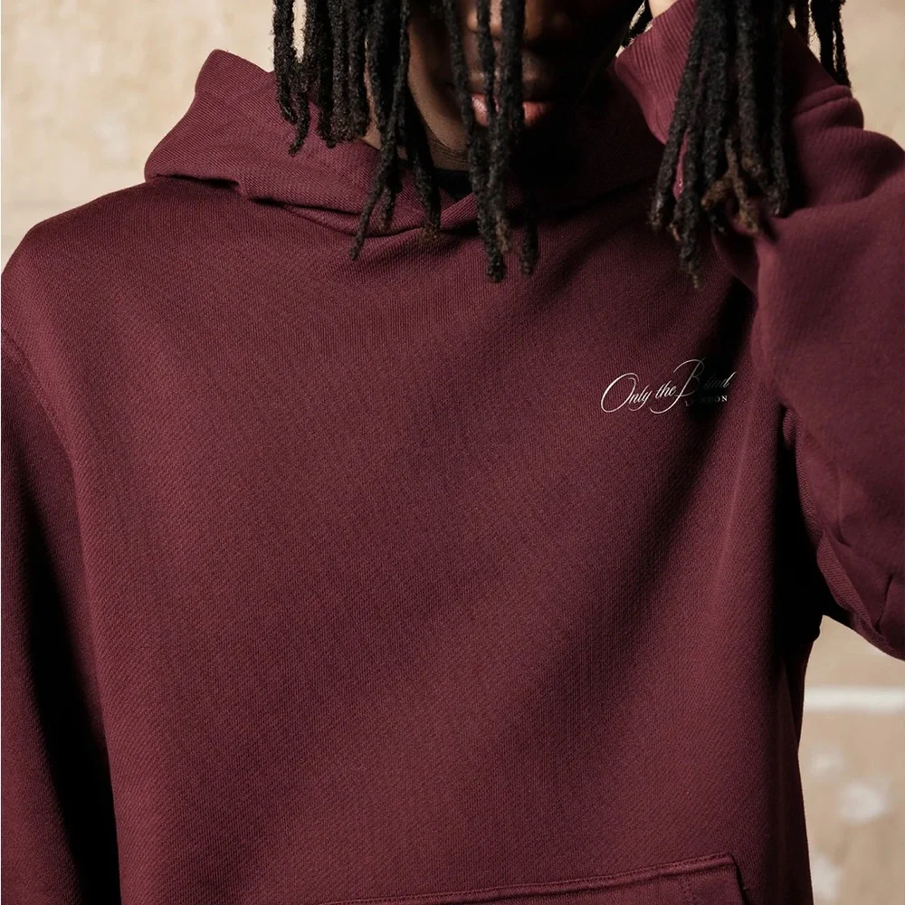 Only The Blind London MAROON ESSENTIAL HOODIE S Maroon Color Men Small Fashion - Picture 7 of 13